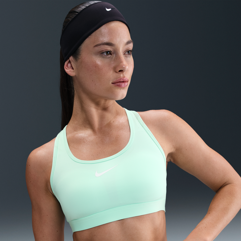 Bra deportivo con almohadillas para mujer Nike Swoosh Medium Support Verde