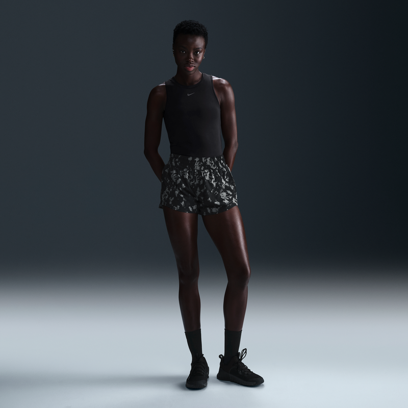 Shorts Dri-Fit Estampados Con Forro De Ropa Interior Para Mujer Nike One Negro