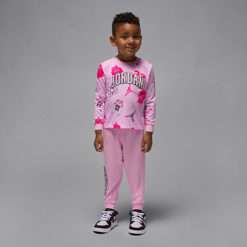 Conjunto de jersey de manga larga y pants 23 infantil Jordan Rosa