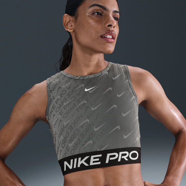 Camiseta De Tirantes Dri-Fit Estampada Cropped Para Mujer Nike Pro Negro