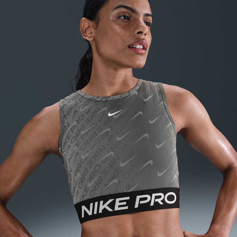 Camiseta De Tirantes Dri-Fit Estampada Cropped Para Mujer Nike Pro Negro