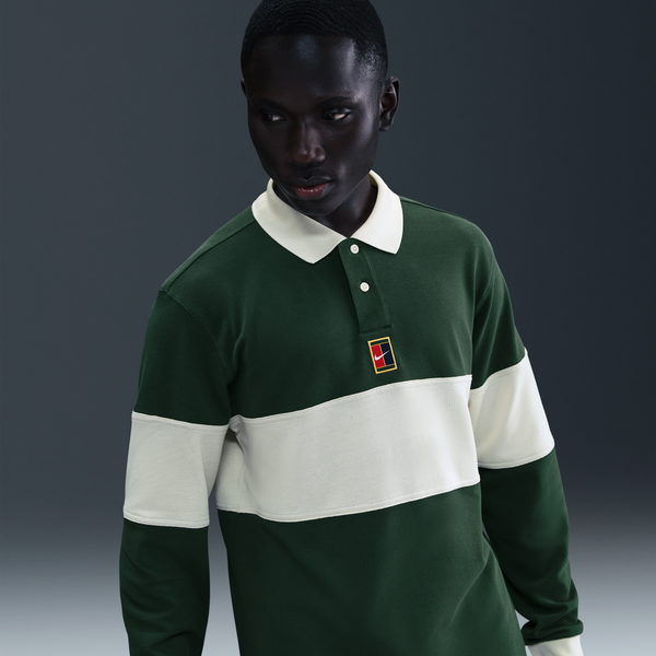 Polo De Tenis De Manga Larga Para Hombre Nikecourt Heritage Verde