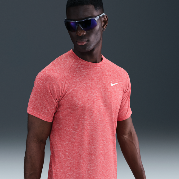 Camiseta Hydroguard De Natación De Manga Corta De Tela Jaspeada Para Hombre Nike Rojo