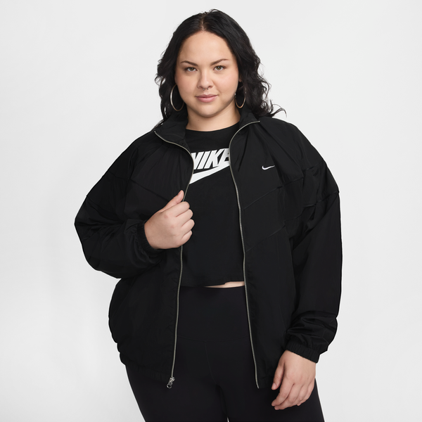 Nike Talla Grande Chamarra De Tejido Woven Holgada De Cierre Completo Con Protección Uv Para Mujer Windrunner Negro