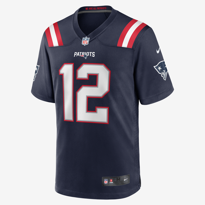 Jersey de juego Nike para hombre Tom Brady New England Patriots Azul