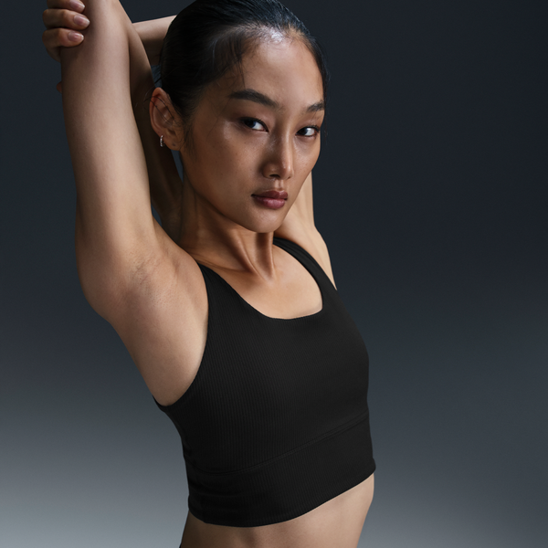Bra Deportivo De Baja Sujeción De Talle Largo Con Almohadillas Para Mujer Nike Zenvy Rib Negro