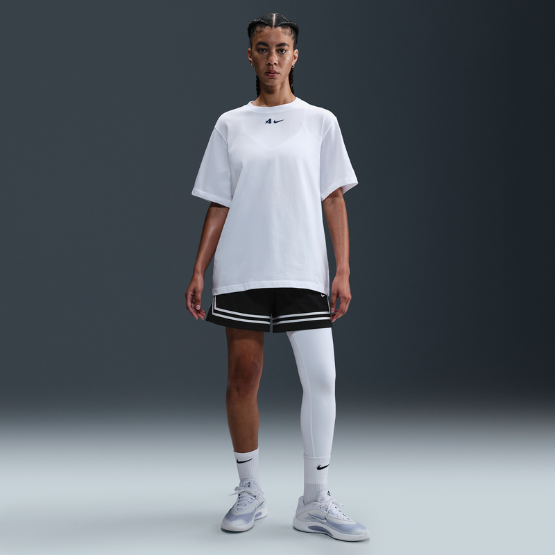 Leggings De Básquetbol De Tiro Medio De Una Sola Pierna Asimétricos Para Mujer A'Ja Wilson Blanco