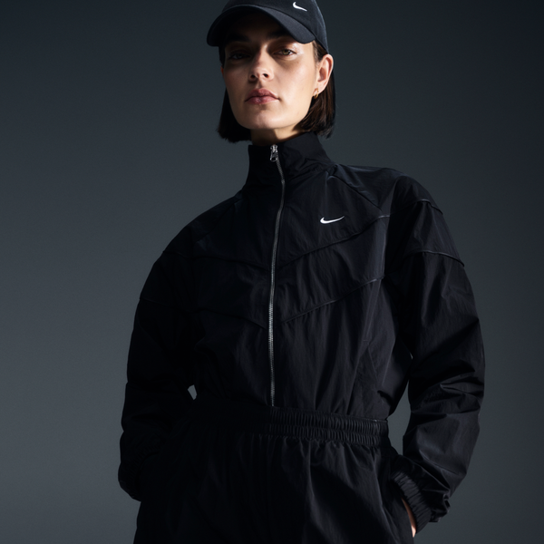 Chamarra De Tejido Woven Holgada De Cierre Completo Con Protección Uv Para Mujer Nike Windrunner Negro