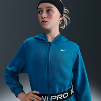 Sudadera con gorro Dri-FIT de cierre completo para niña talla grande Nike Pro Fleece Azul