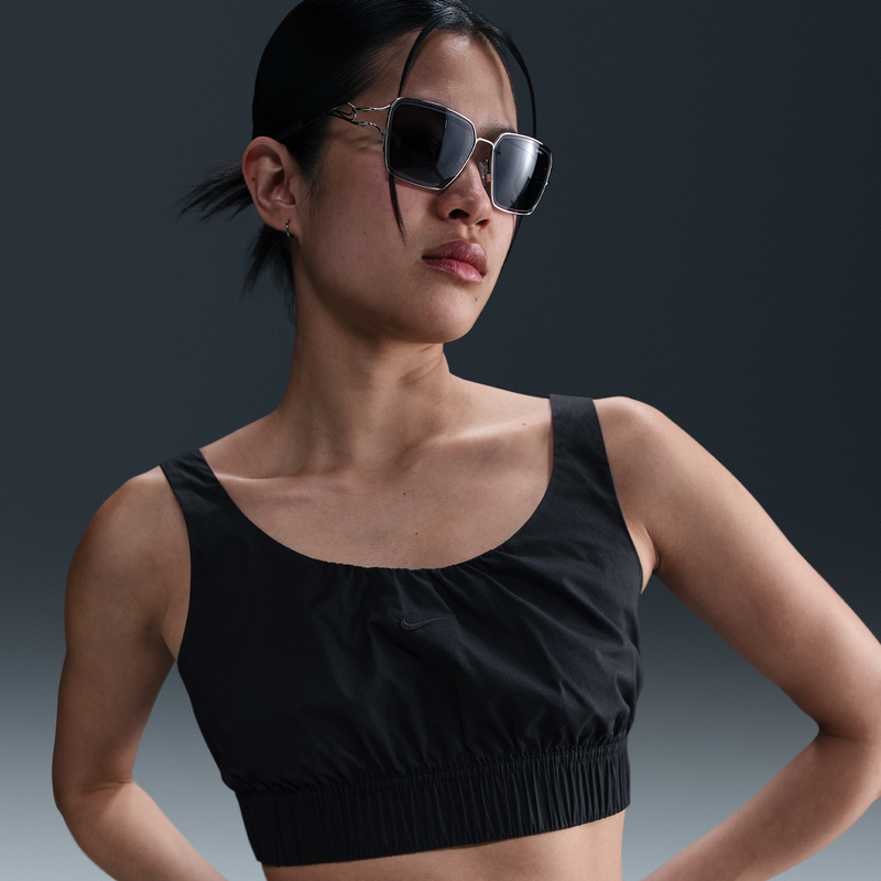 Camiseta De Tirantes Slim Cropped Para Mujer Nike Sportswear Chill Poplin Negro