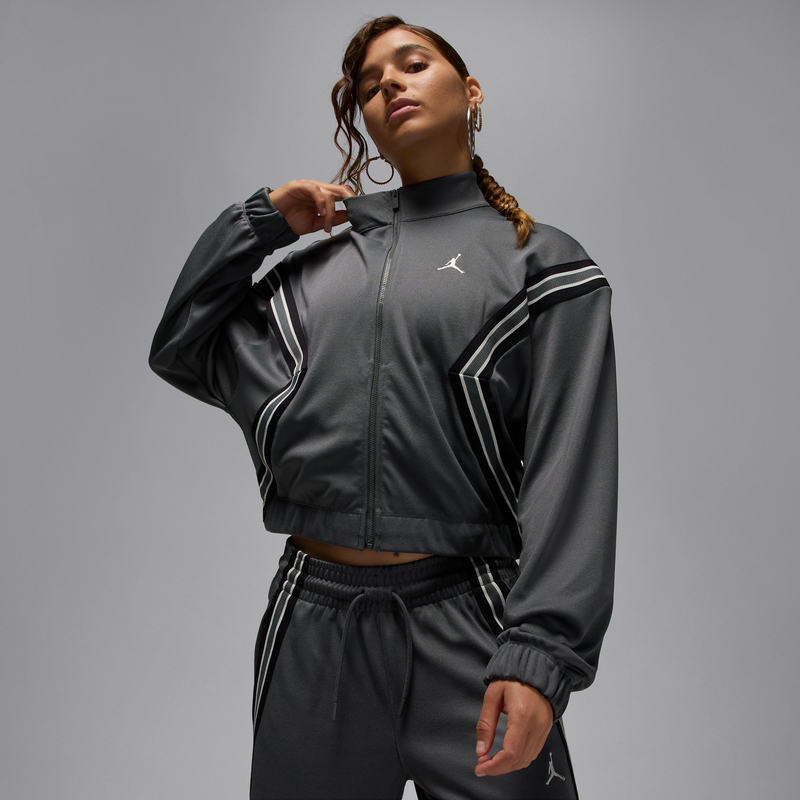 Chamarra deportiva de cierre completo para mujer Jordan Brooklyn Gris