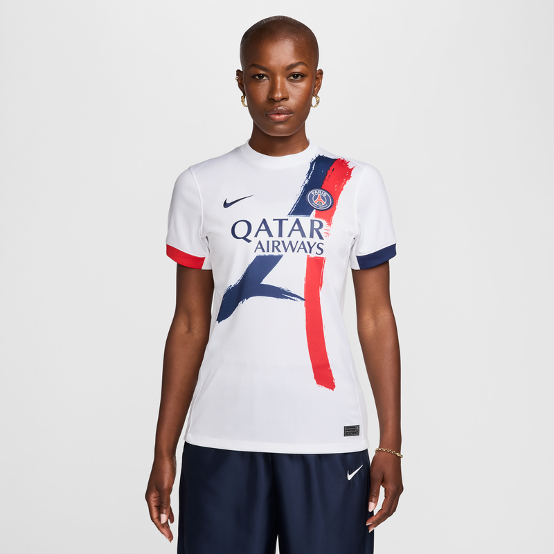 Jersey de fútbol Nike Dri-FIT Replica del Paris Saint-Germain visitante 2024/25 Stadium para mujer Blanco