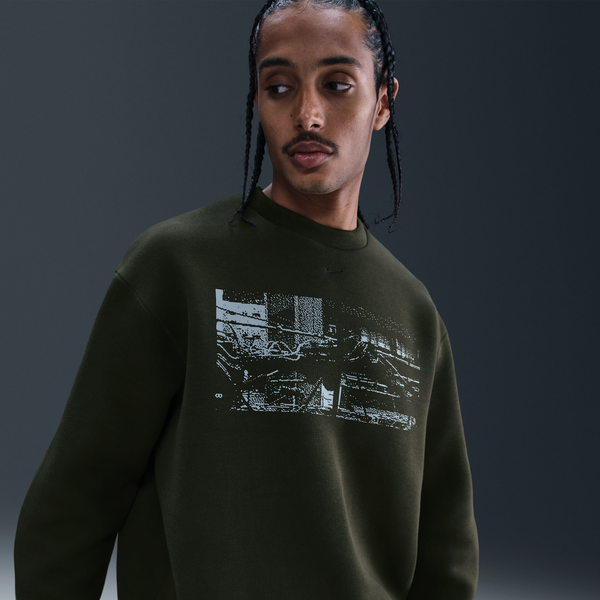 Sudadera De Cuello Redondo De Tejido Fleece Con Detalles Reflejantes Para Hombre Nike Tech Verde