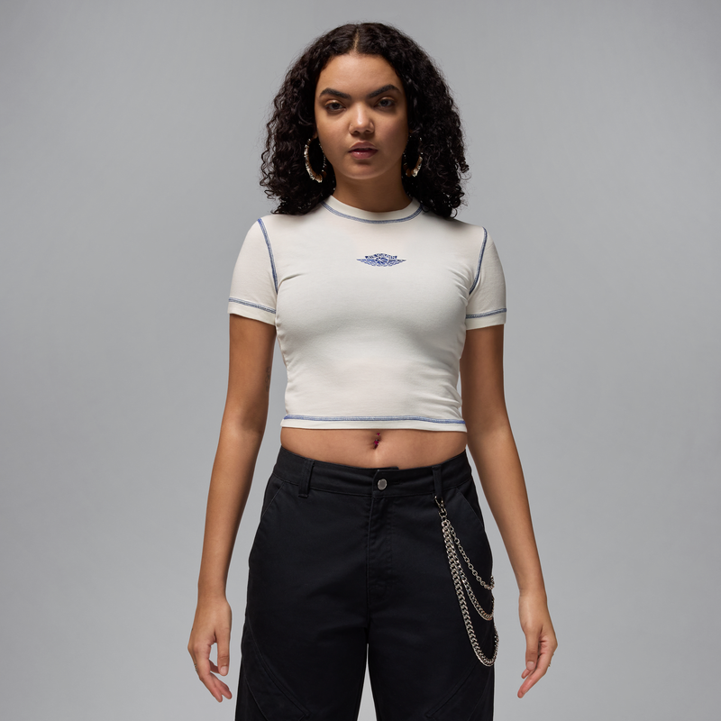 Playera De Manga Corta Cropped Para Mujer Jordan Rare Air Blanco