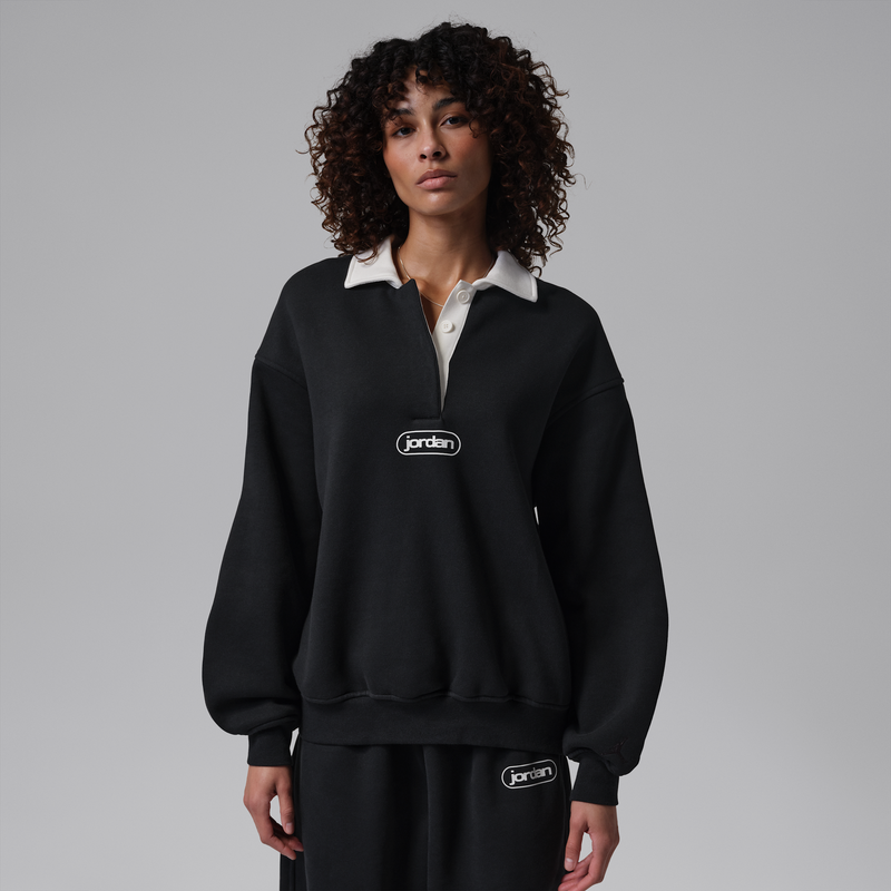 Playera de rugby para mujer Jordan Flight Fleece Negro