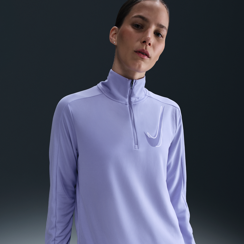 Capa intermedia de correr Dri-FIT de medio cierre para mujer Nike Swoosh Morado