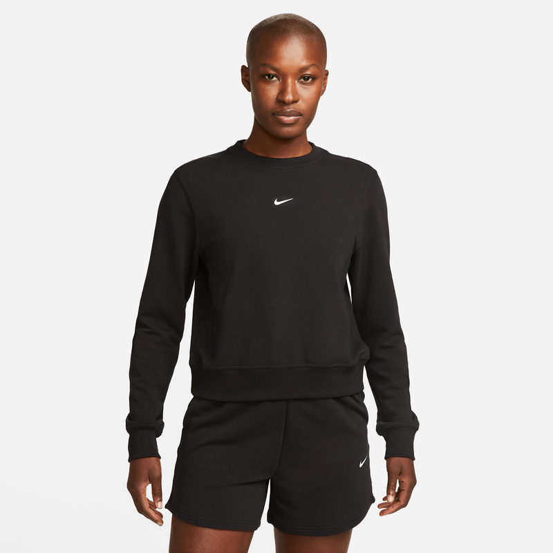 Sudadera de French Terry con cuello redondo para mujer Nike Dri-FIT One Negro