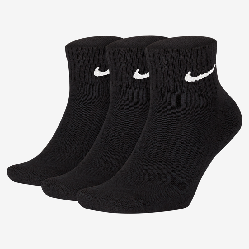 Calcetines de entrenamiento al tobillo Nike Everyday Cushioned (3 pares) Negro
