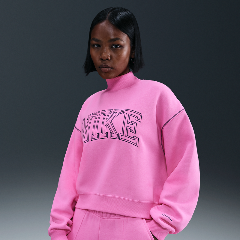 Sudadera De Cuello Alto De Tejido Fleece Para Mujer Nike Sportswear Phoenix Rosa
