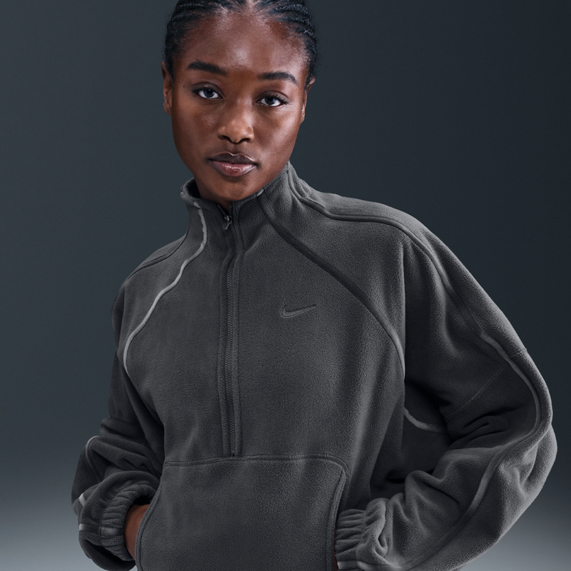 Camiseta Therma-FIT de medio cierre para mujer Nike One Gris