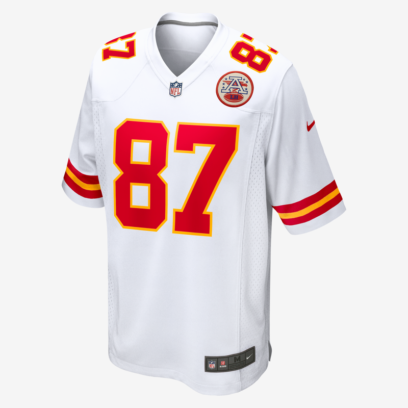 Jersey de juego Nike para hombre Travis Kelce Kansas City Chiefs Blanco