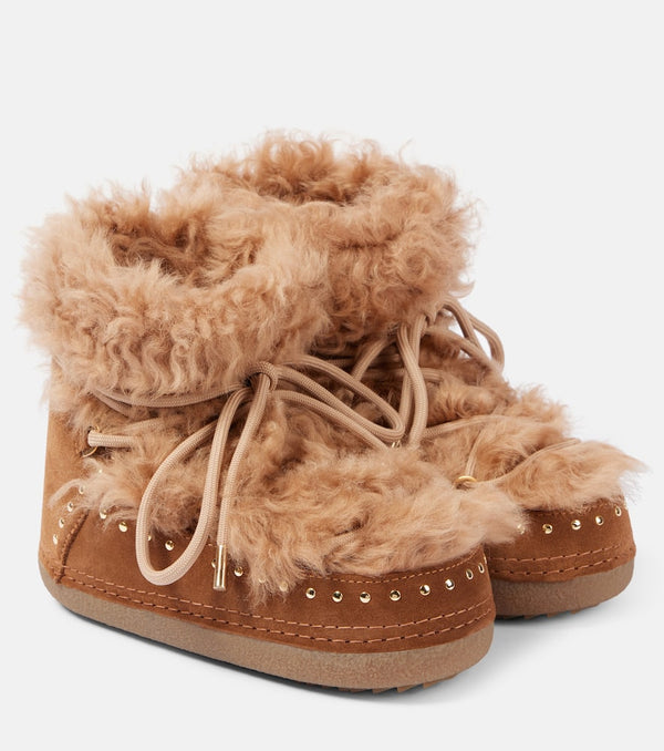 Inuikii Long Curly shearling and suede snow boots