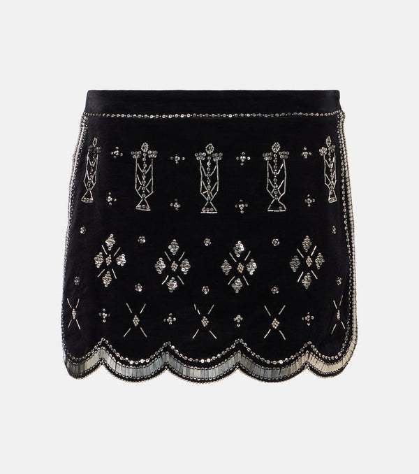 Isabel Marant Handore embellished cotton velvet miniskirt