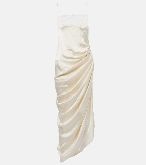 Jacquemus La Saudade Brodée satin slip dress