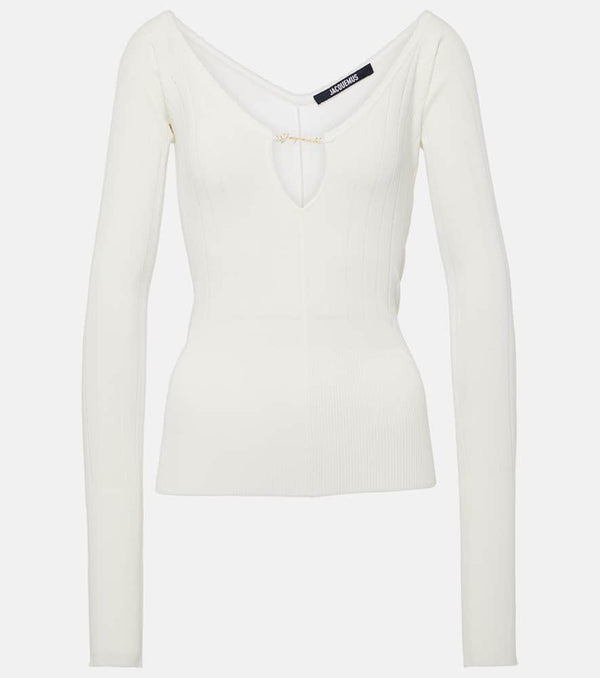 Jacquemus Le Haut Pralù scalloped ribbed-knit top