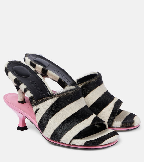 Jacquemus Les Doubles Mules zebra-print calf hair mules