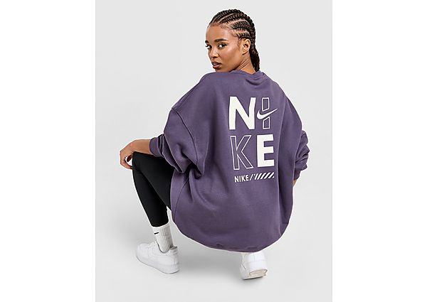 Nike Oversized Swoosh Crew Sweatshirt Dark Raisin -, Dark Raisin Dark Raisin