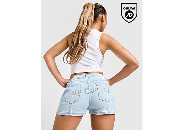JUICY COUTURE Diamante Logo Denim Shorts
