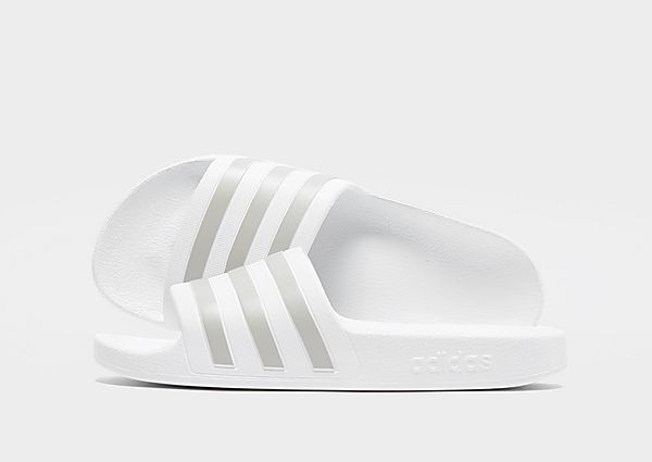 adidas Originals Adilette Aqua Slides Women's Cloud White Platinum Metallic Cloud White