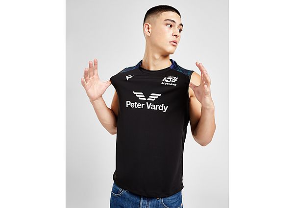 Macron Scotland Rugby Union 2023 Poly Sleeveless Top Black