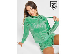 JUICY COUTURE Diamante Velour Full Zip Hoodie Green