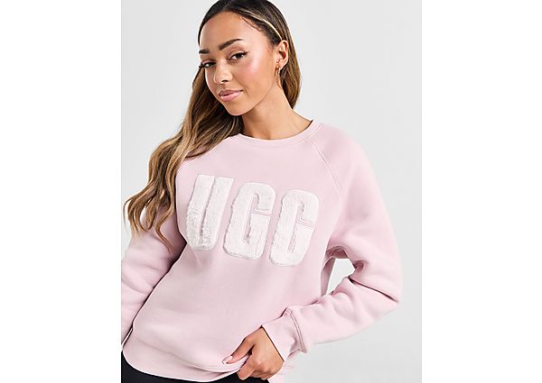 UGG Fuzzy Logo Crew Sweatshirt Pink