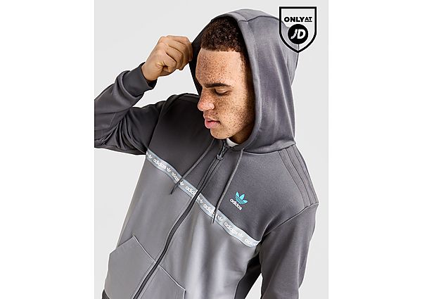 adidas Originals Full Zip Tape Hoodie Grey