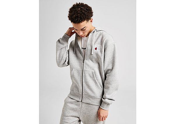 Champion Back Logo Zip Through Hoodie Grey