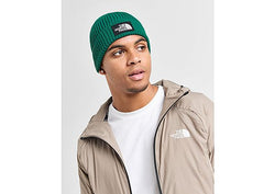 The North Face Logo Box Cuffed Beanie Hat Green