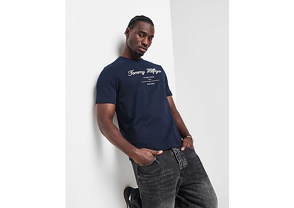 Tommy Hilfiger Embroidered Script TShirt Navy