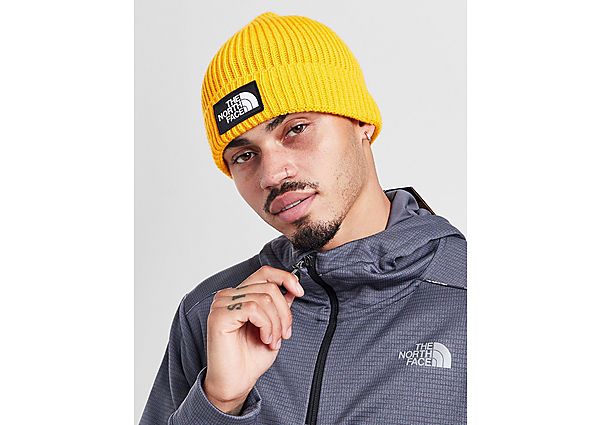 The North Face Logo Box Cuffed Beanie - Yellow - Womens, Yellow