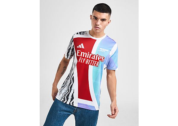 adidas Arsenal FC Pre Match Shirt Better Scarlet White Black Clear Aqua