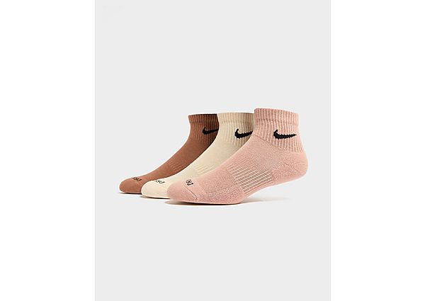 Nike 3Pack Everyday Plus Quarter Socks Brown