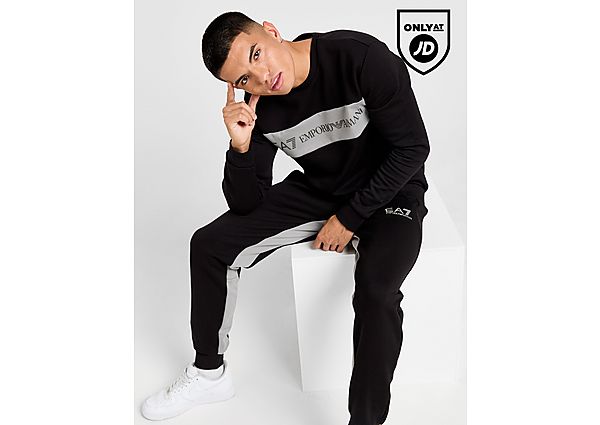 EA7 Emporio Armani Colour Block Crew Tracksuit Black