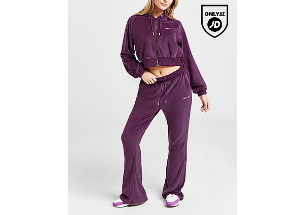 Nicce Velour Flare Track Pants Purple