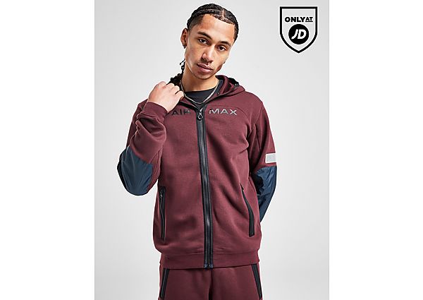 Nike Air Max Full Zip Fleece Hoodie Burgundy