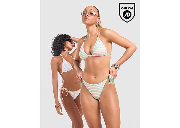 Unlike Humans Stripe Triangle Bikini Top