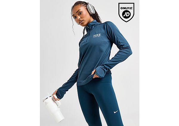 Nike Training Graphic Swoosh Zip Top Blue