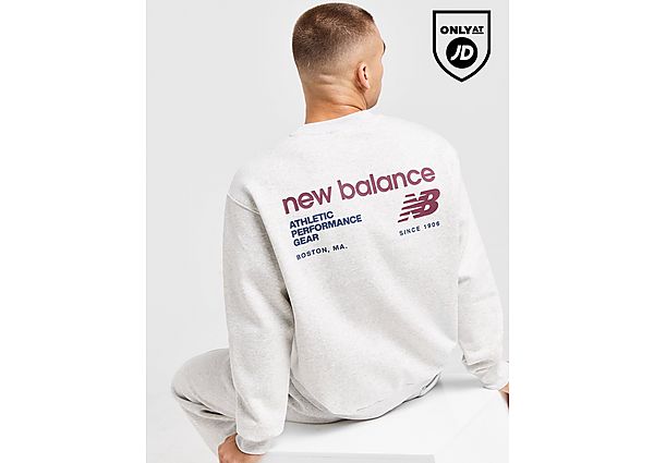 New Balance Linear Print Crew Sweatshirt Grey