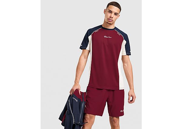 Run Activewear Crimson Wave Panel Sport Shorts - Burgundy, Burgundy